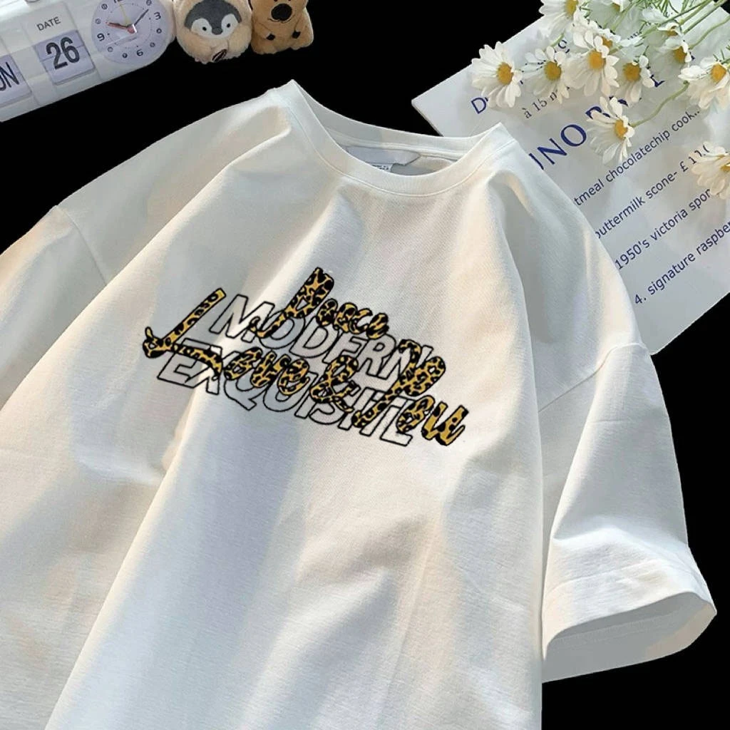 上衣韩版ins大白鲨T恤情侣印花复古夏季小众短袖字母港风