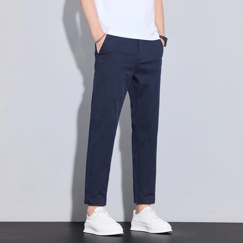 2025秋季高档直筒裤抗皱垂感休闲裤男士百搭宽松商务九分裤男款