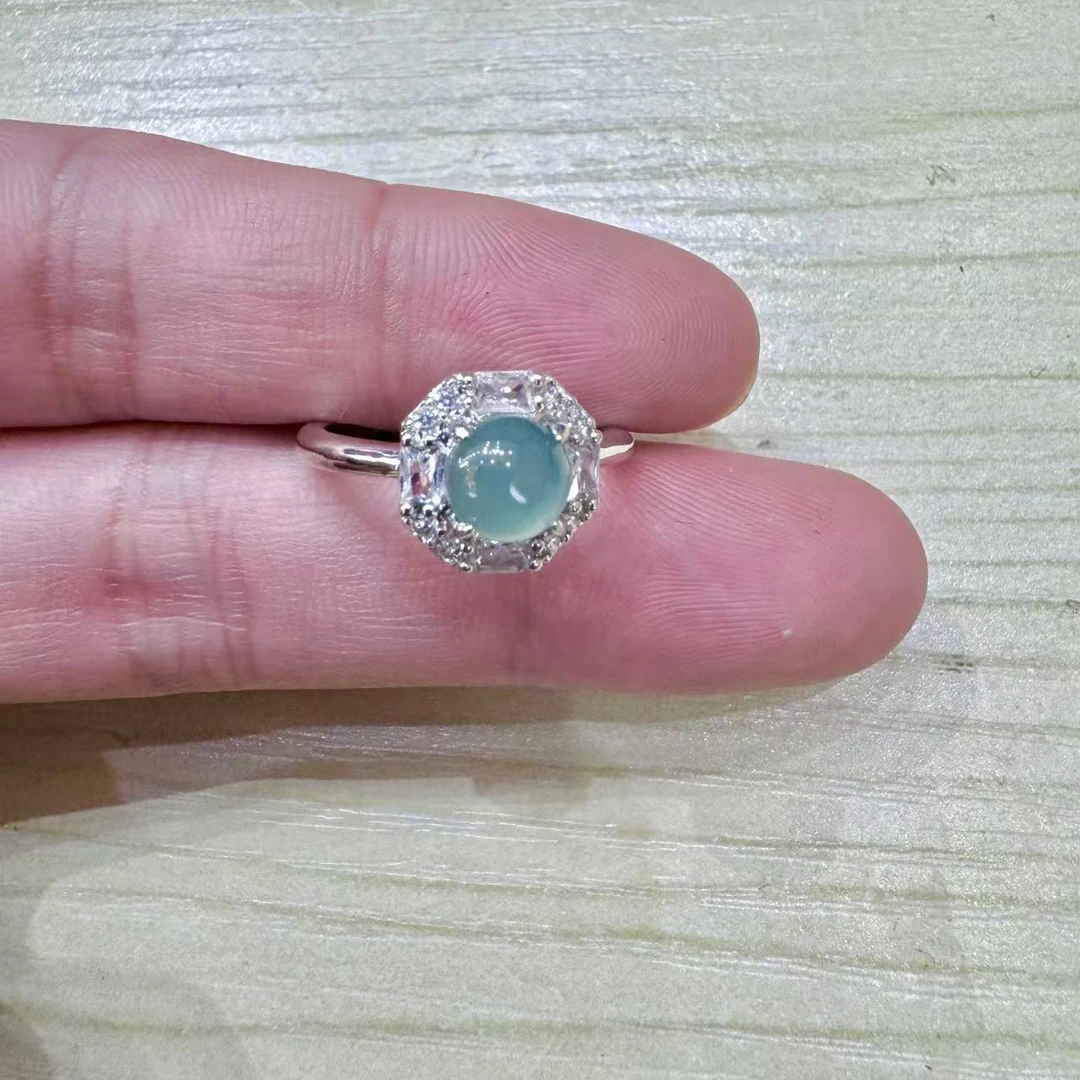 【SG】翡翠蓝水简约蛋面戒指