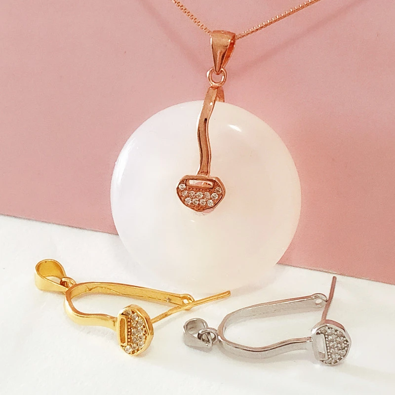 925银银制品 平安扣夹扣配件diy百搭吊坠夹扣头吊坠夹扣简约时尚