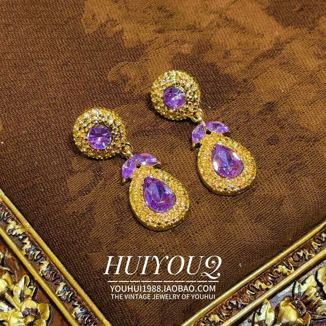 铜合金耳饰 铜合金耳饰 铜合金【紫滴】高级溢彩耳钉560