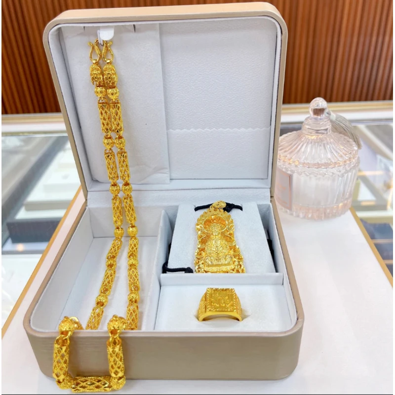 合金项链 合金材质2025爆款竹节镂空项链三件套【项链+吊牌+戒指】