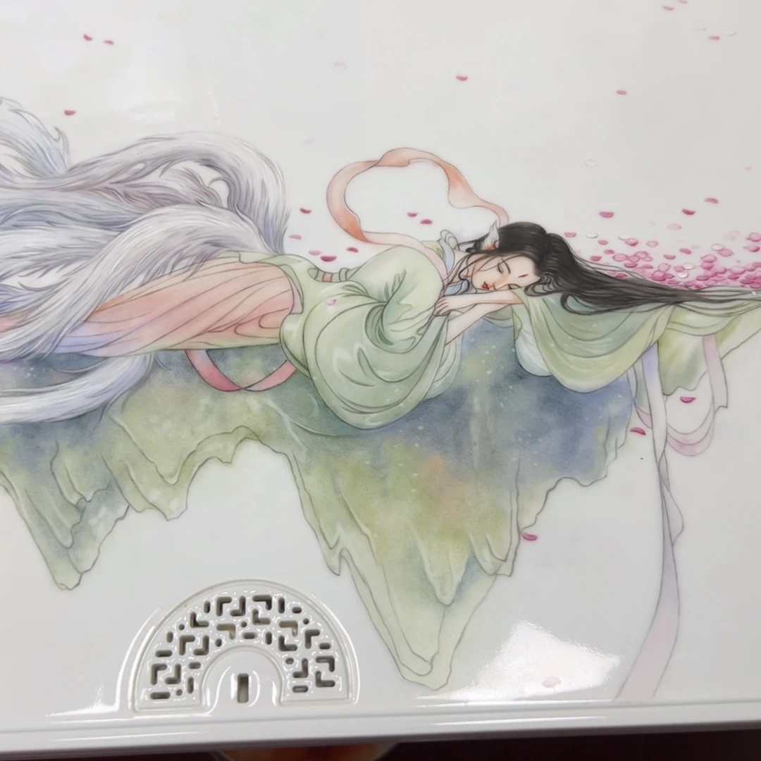 景德镇手绘九尾狐茶盘
