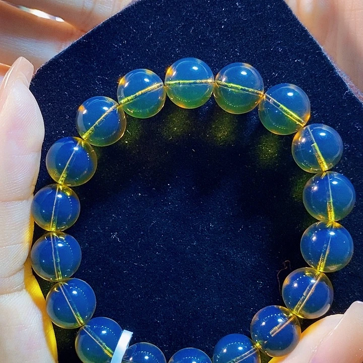 蓝珀未镶嵌珠宝奇石墨西哥蓝珀手串10