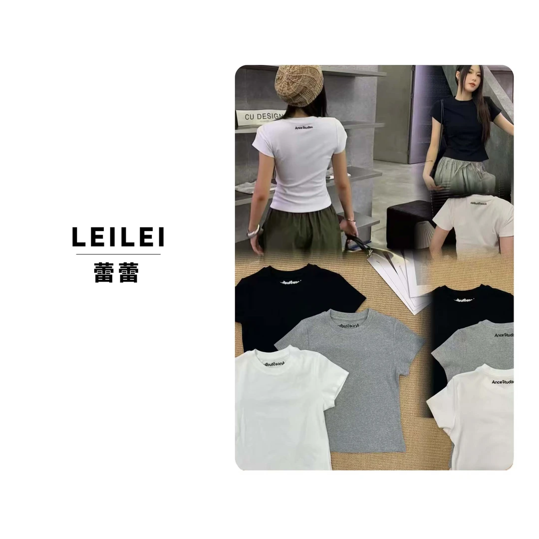 2025【蕾蕾家】春季时尚洋气休闲修身半袖极简韩系百搭纯色圆领T恤