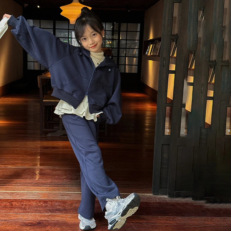 简约潮牌店铺儿童服装2025年新款衣服女童装秋装套装6-12岁高级感