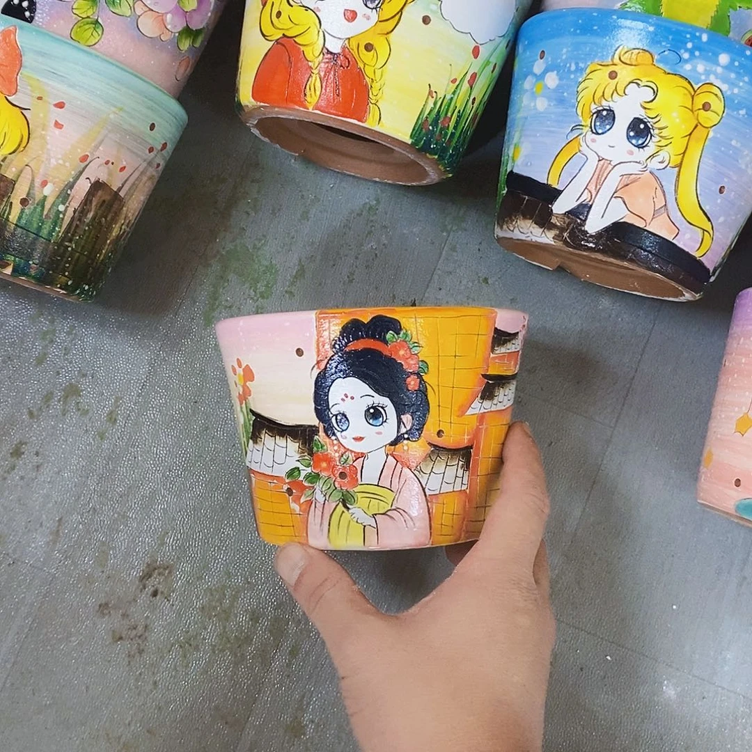 花盆紫砂手绘花盆满28包邮