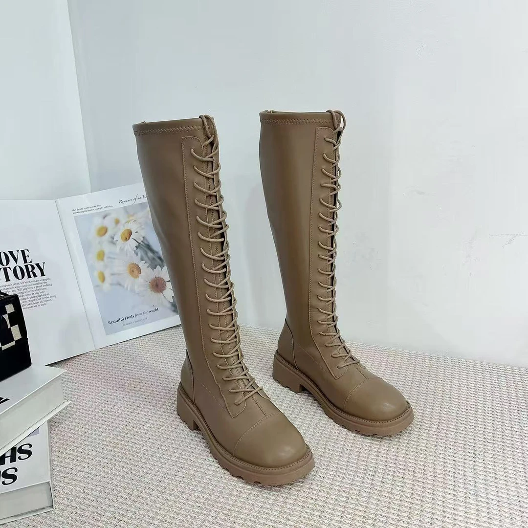 5880-2   新款时尚法式系带百搭时装靴加绒