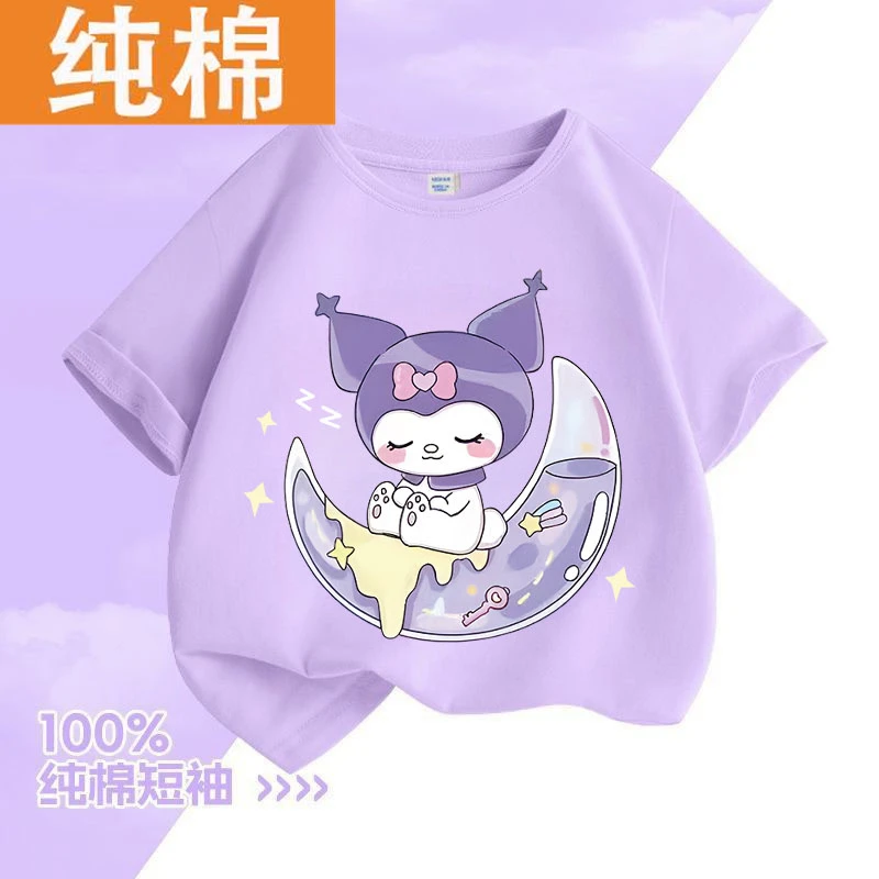 女童短袖2025夏装女孩新款可爱中小童童装儿童夏季圆领库洛米上衣