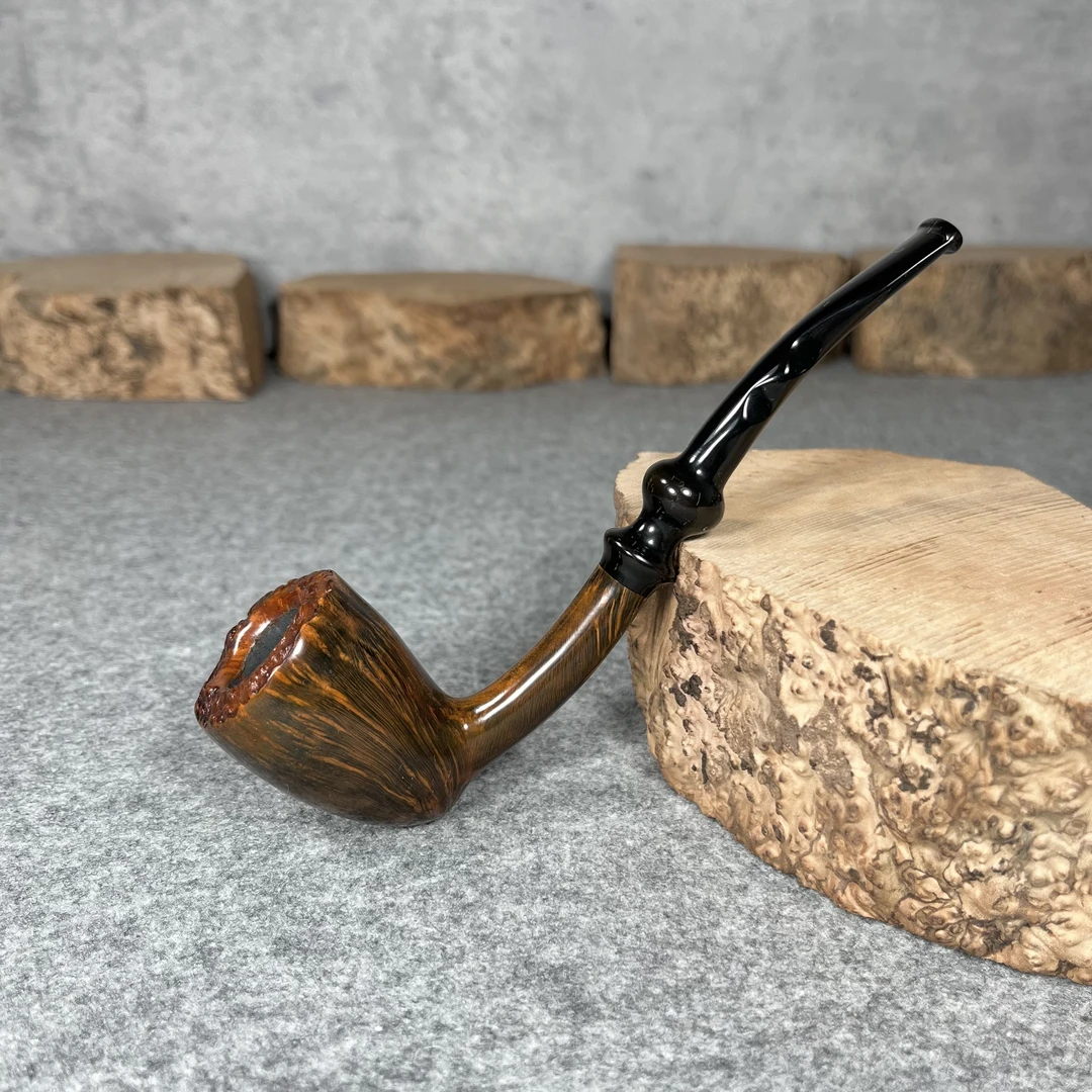【长腿瘤皮橡果】精品手工石楠木烟斗硫化斗嘴3mm烟道长148深35口19