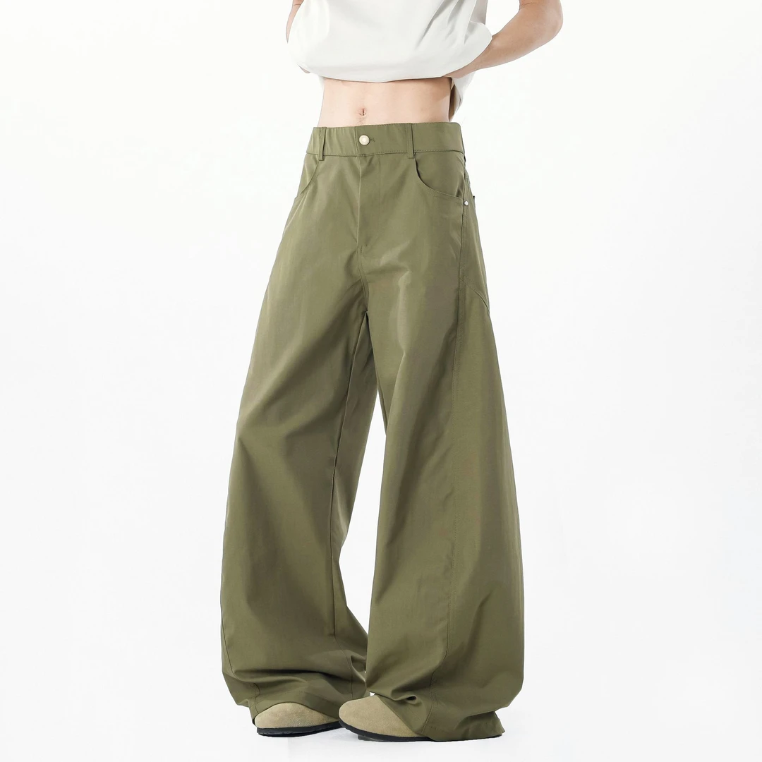 NNEFCchements夏季新款弹力弯刀裤男女韩版宽松白裤子直筒休闲裤