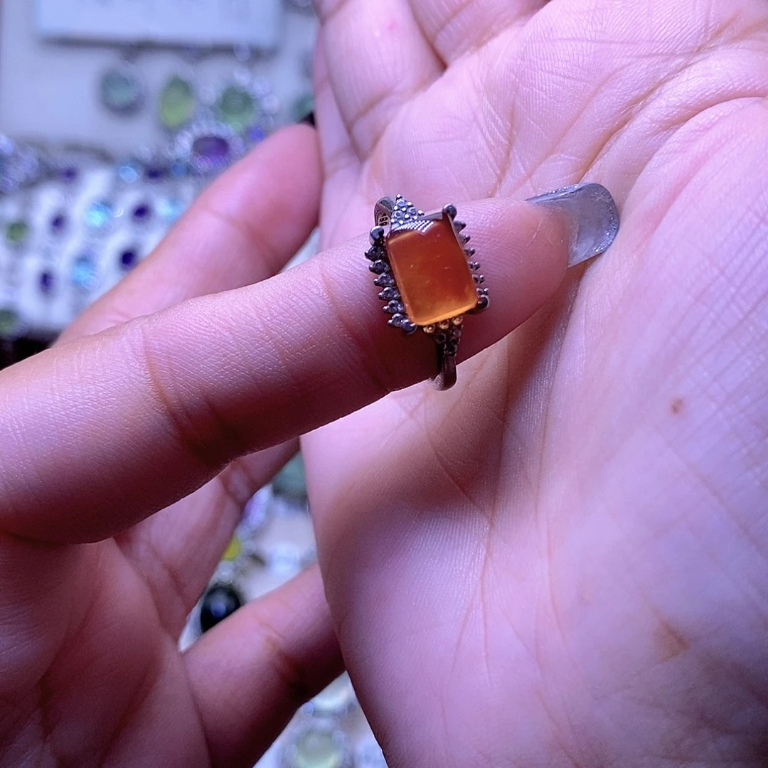 岫玉银S925镶嵌戒指