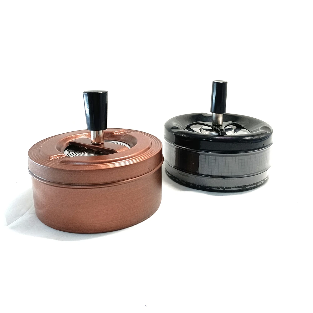 K917BB烟灰缸高端大气上档次防灰飞家用客厅轻奢带盖旋转烟灰缸