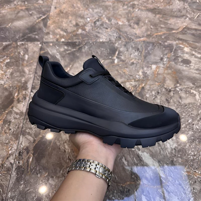 真皮男鞋2025年秋季新款运动皮鞋头层牛皮透气厚底轻便户外休闲鞋