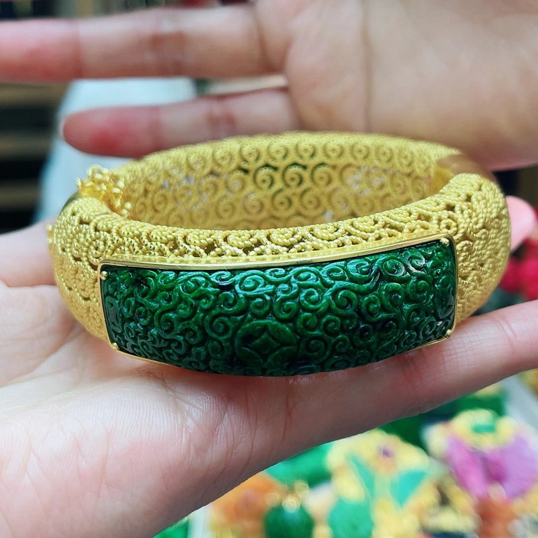 银S925镶嵌手镯翡翠48小时鉴赏期1