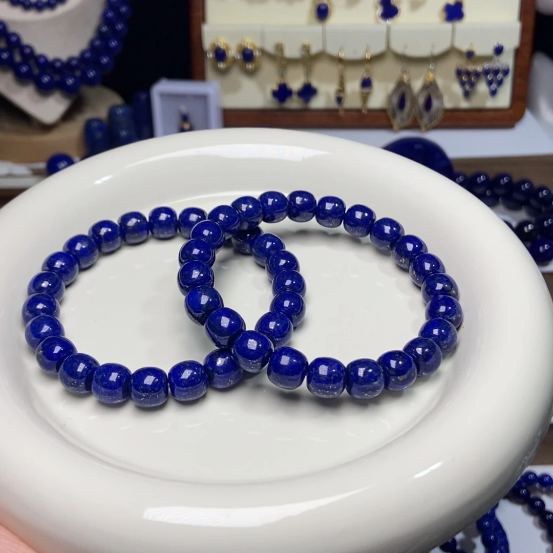 青金石未镶嵌老型单圈手串9mm. 多样性发其一