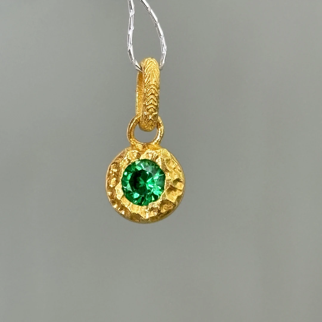 锤纹泡泡吊坠足金999 红/粉/白/蓝/绿色