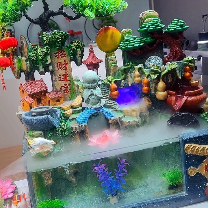 有机玻璃高山流水摆件
