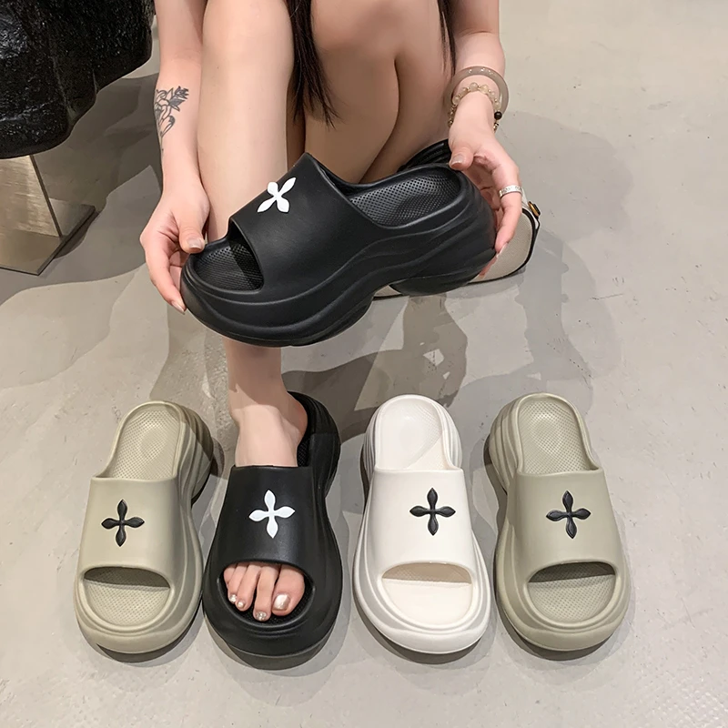 时尚韩版厚底新款简约一字拖女厚底增高拖鞋休闲百搭夏季防滑女鞋