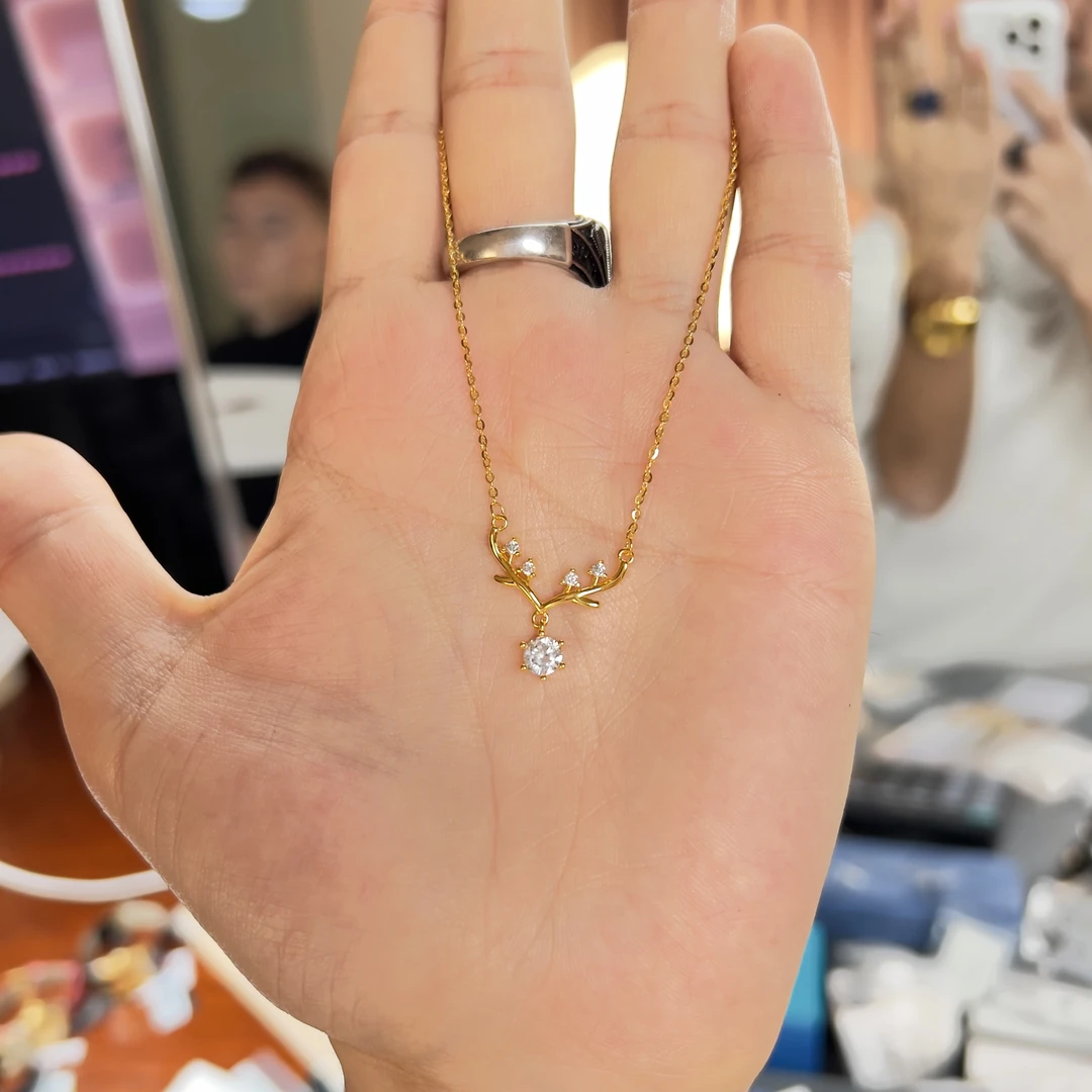 坠链均足银莫桑石 爱敏纯银首饰项链0.31