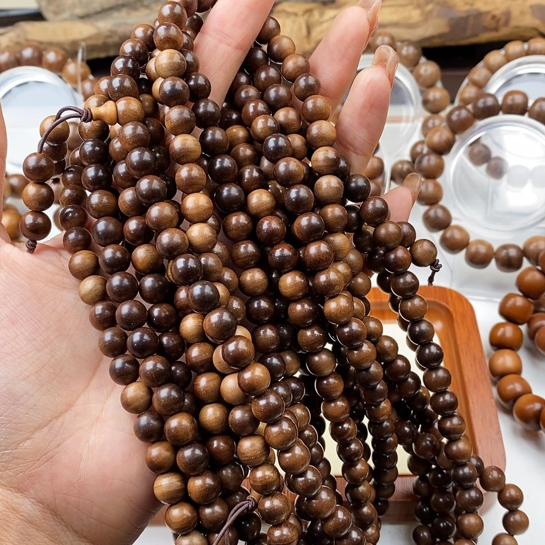 觀***”无事牌檀香木全沉水0.8*108印度迈索尔檀香百年