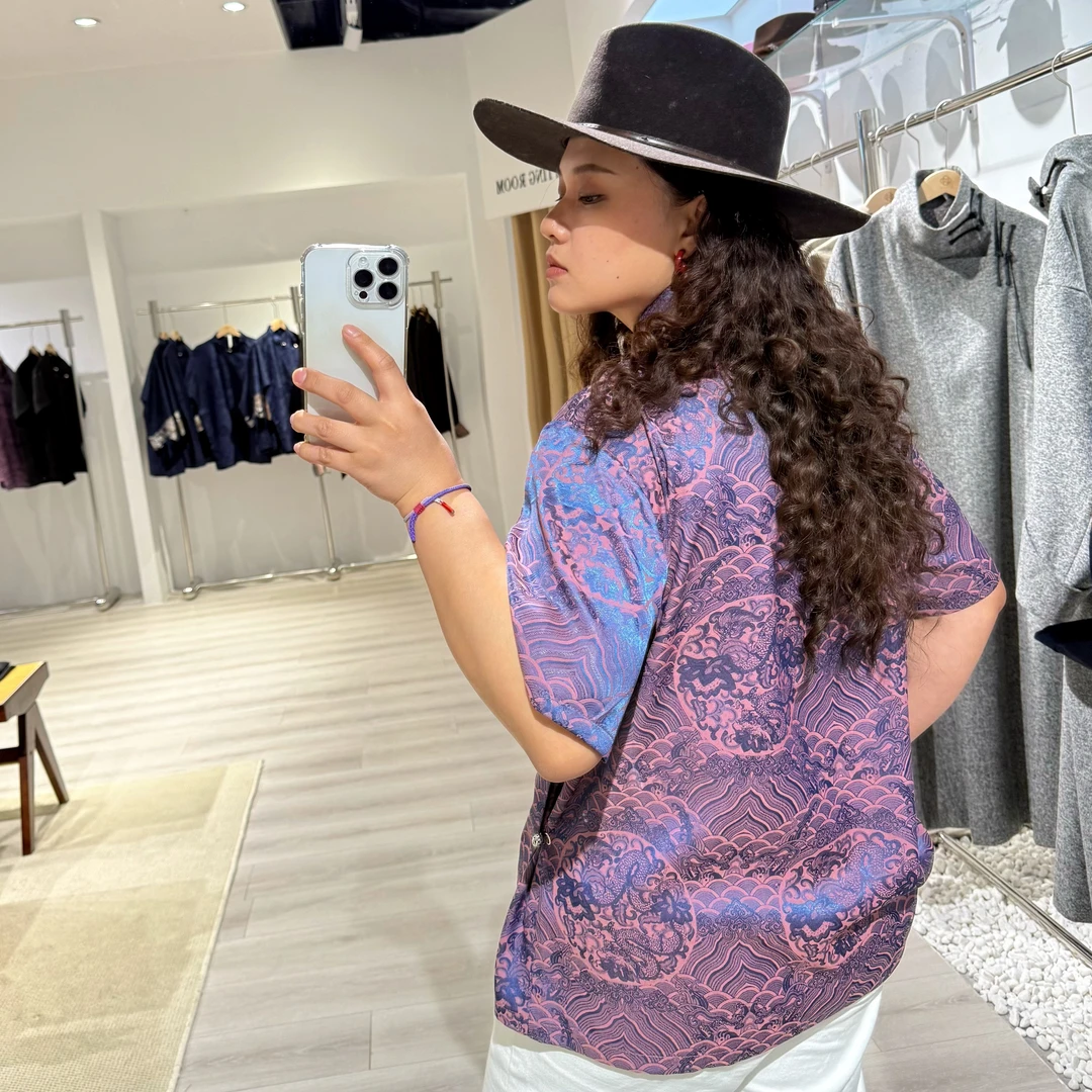 【牧轮】春夏轻民族风男女情侣款时尚百搭偏襟短袖