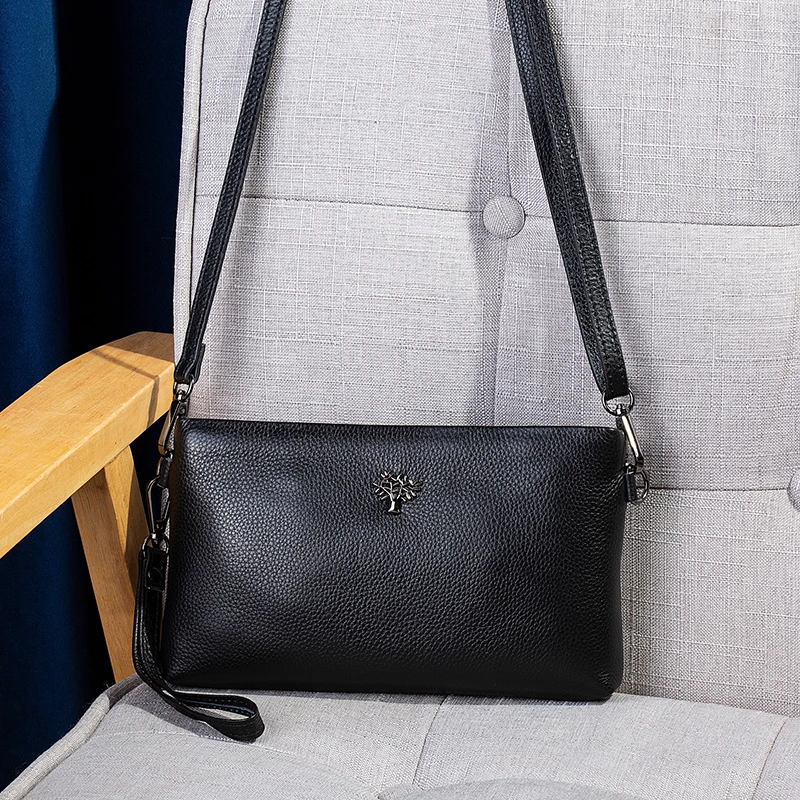 纯牛皮手拿包简约轻便2025新款真皮中年妈妈单肩斜挎包手拎手机包