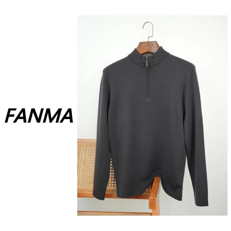 #精纺可机洗纯羊毛#男士半拉链空气层加厚针法羊毛衫 F200-TM6031