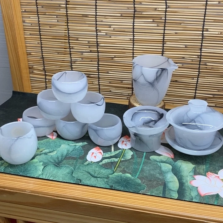 琉璃手工艺品水墨一套，主人杯配一个