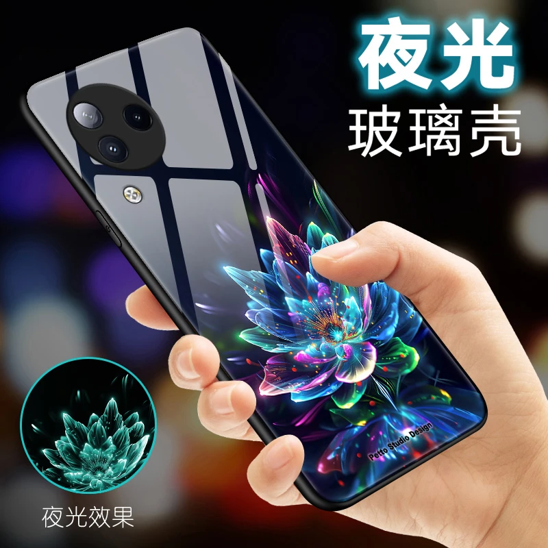 夜光花朵适用小米civi3手机壳小米civi2防摔Civi4pro全包civi玻璃