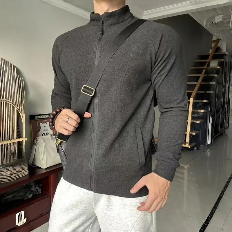 秋冬双面德绒高弹保暖POLO衫拉链长袖打底衫男女健身运动重磅T恤
