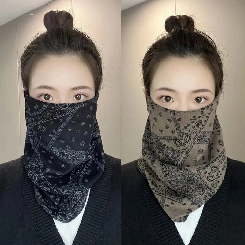 秋冬季围脖女百变挂耳面罩保暖护颈脖套百搭围巾骑行防风寒面罩女