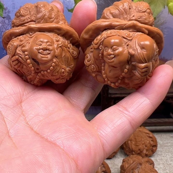 青***儿核桃把件蛤蟆头弥勒金佛