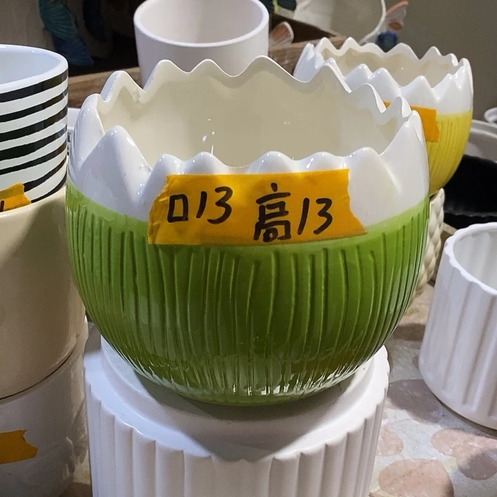 陶摆件陶盆有孔 窑裂修补 介意勿拍