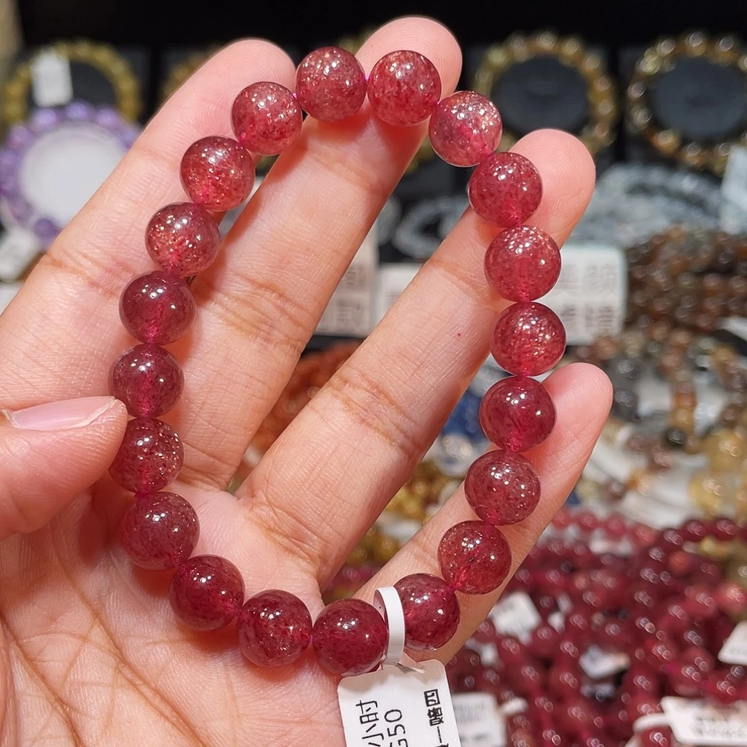 石英质玉未镶嵌手链红草莓9.8m