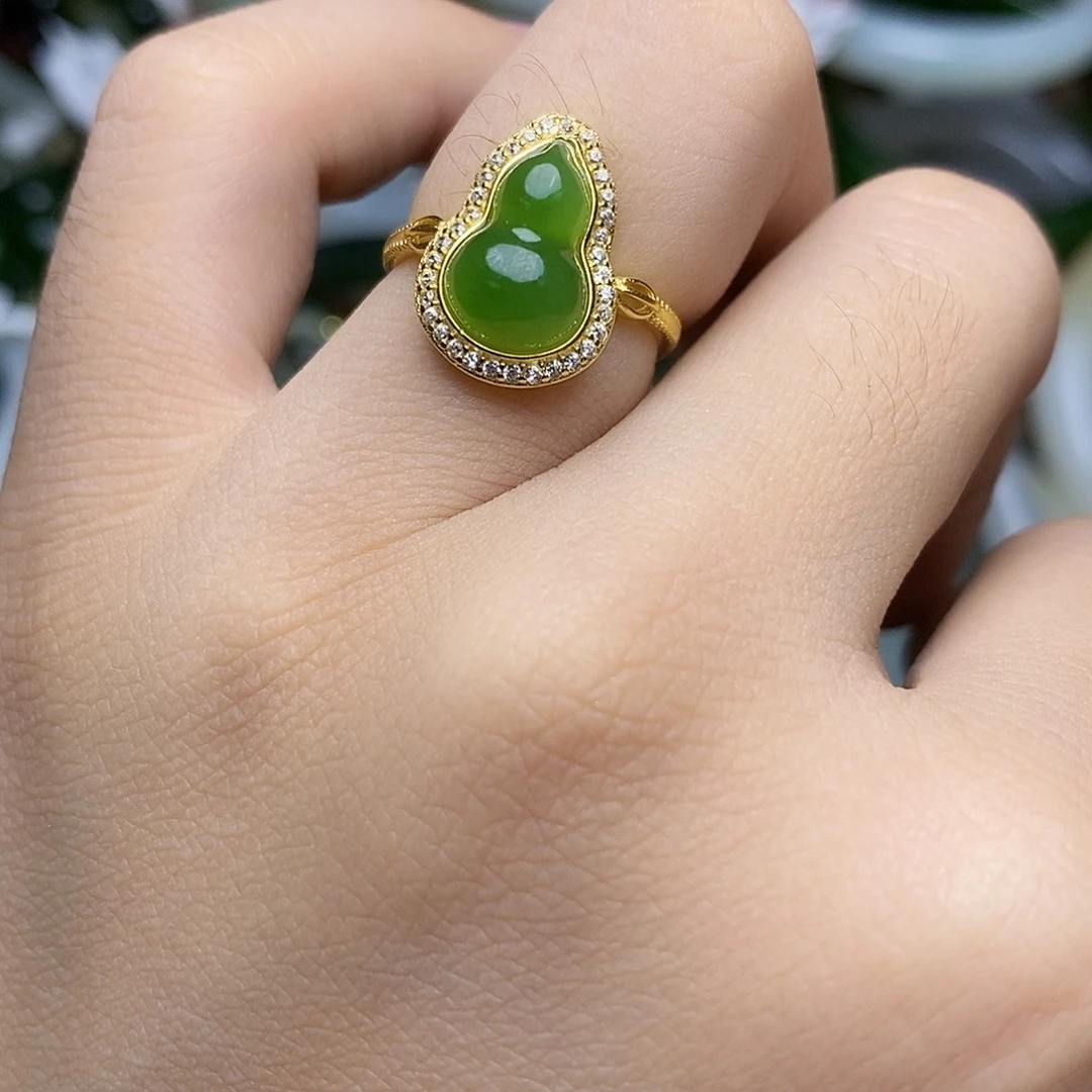 和田玉（碧玉）戒指银S925镶嵌