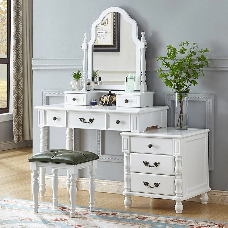 新疆西藏包邮全实木美式梳妆台卧室化妆台简约复古收纳柜一体小户