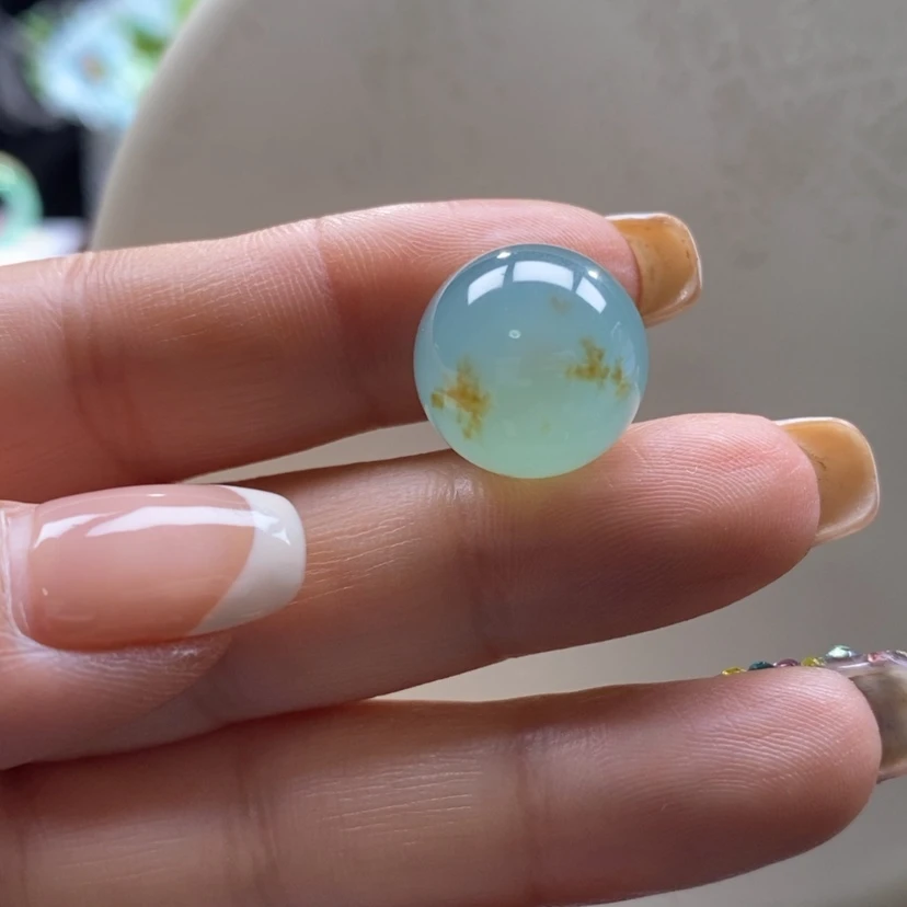 【闪购商品】翡翠颈饰未镶嵌翡翠晴绿飘黄翡圆珠卡15➕