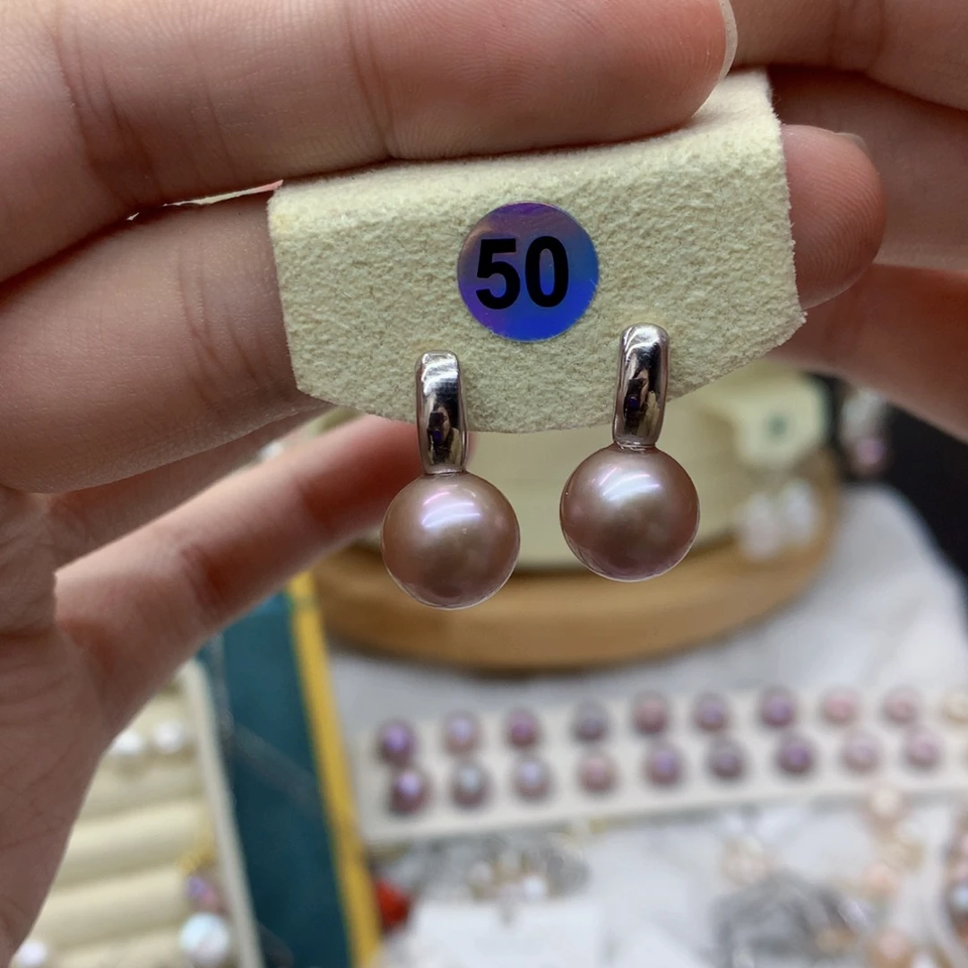 耳饰银S925镶嵌淡水珍珠