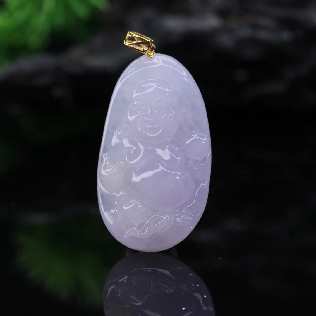 24天然缅甸翡翠A货18k冰紫佛公/901535/上海嘉禾拍卖