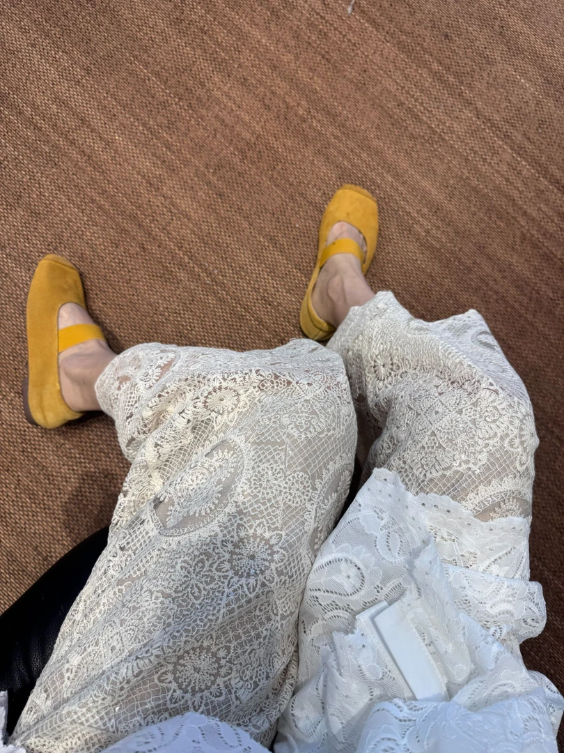 李豆儿 小众定制重工立体刺绣 度假风松紧腰直筒宽松裤子