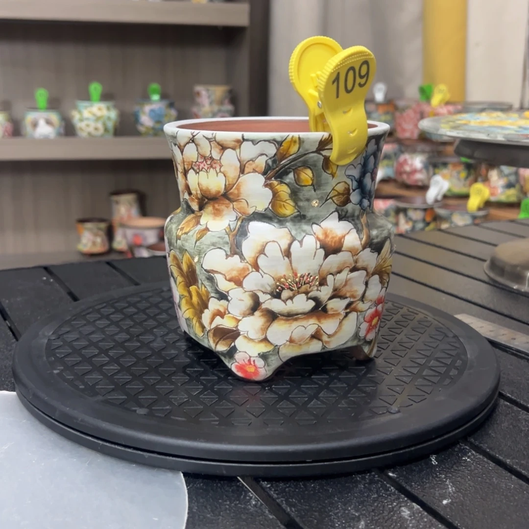 手绘陶瓷花盆口12