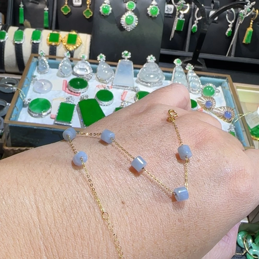 翡翠18K金镶嵌颈饰手链