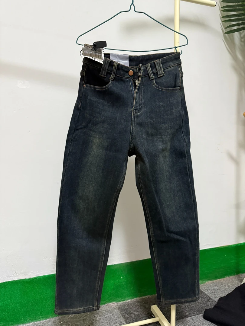 【9075-2#】哈伦裤女牛仔裤加绒加厚女裤百搭秋冬