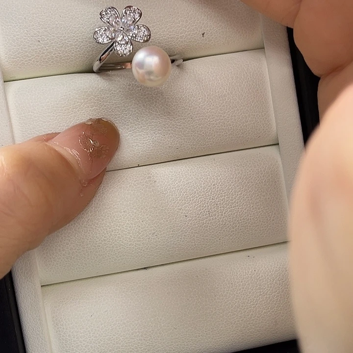 戒指银S925镶嵌海水珍珠