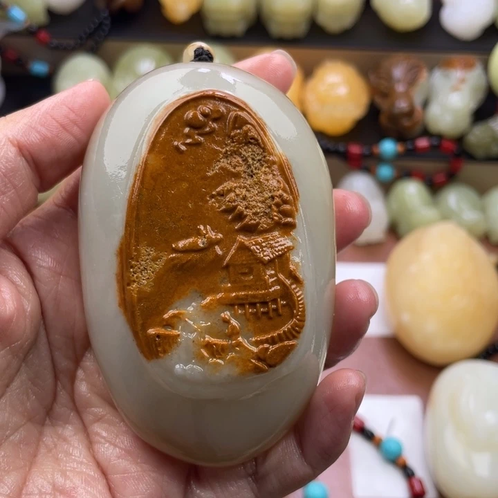 唐***儿石材古青石手把件