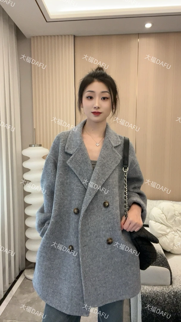 【继承者短款】春季新款肌理感羊毛外套四粒扣毛感双面呢羊毛外套