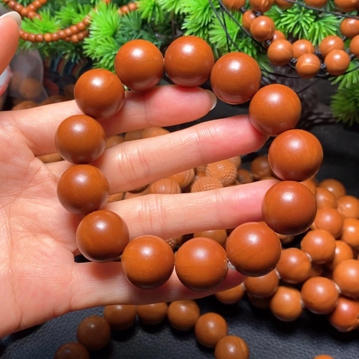 橄榄核手串1.75尺寸红料光珠