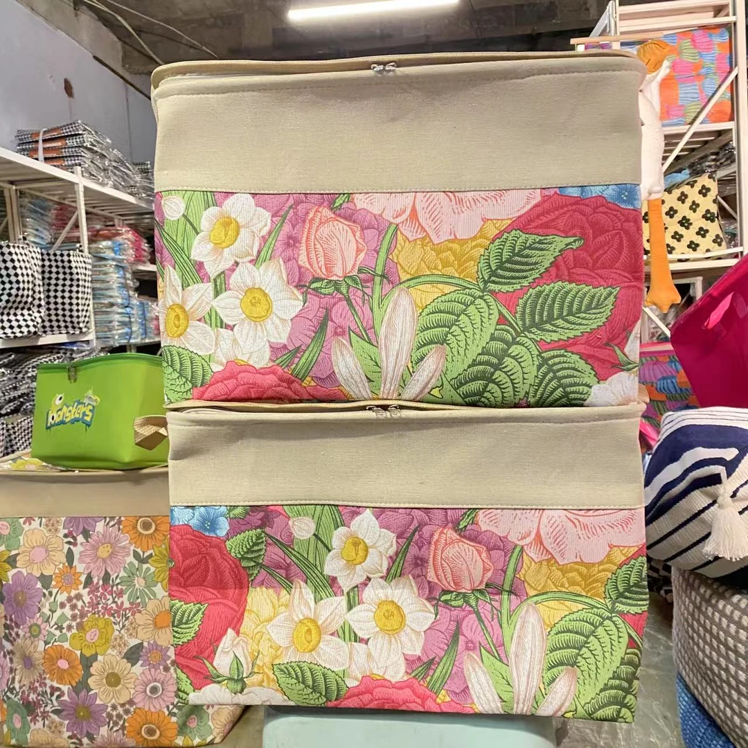 【45X35X30高】牡丹花拉链款微瑕六十升收纳筐2只