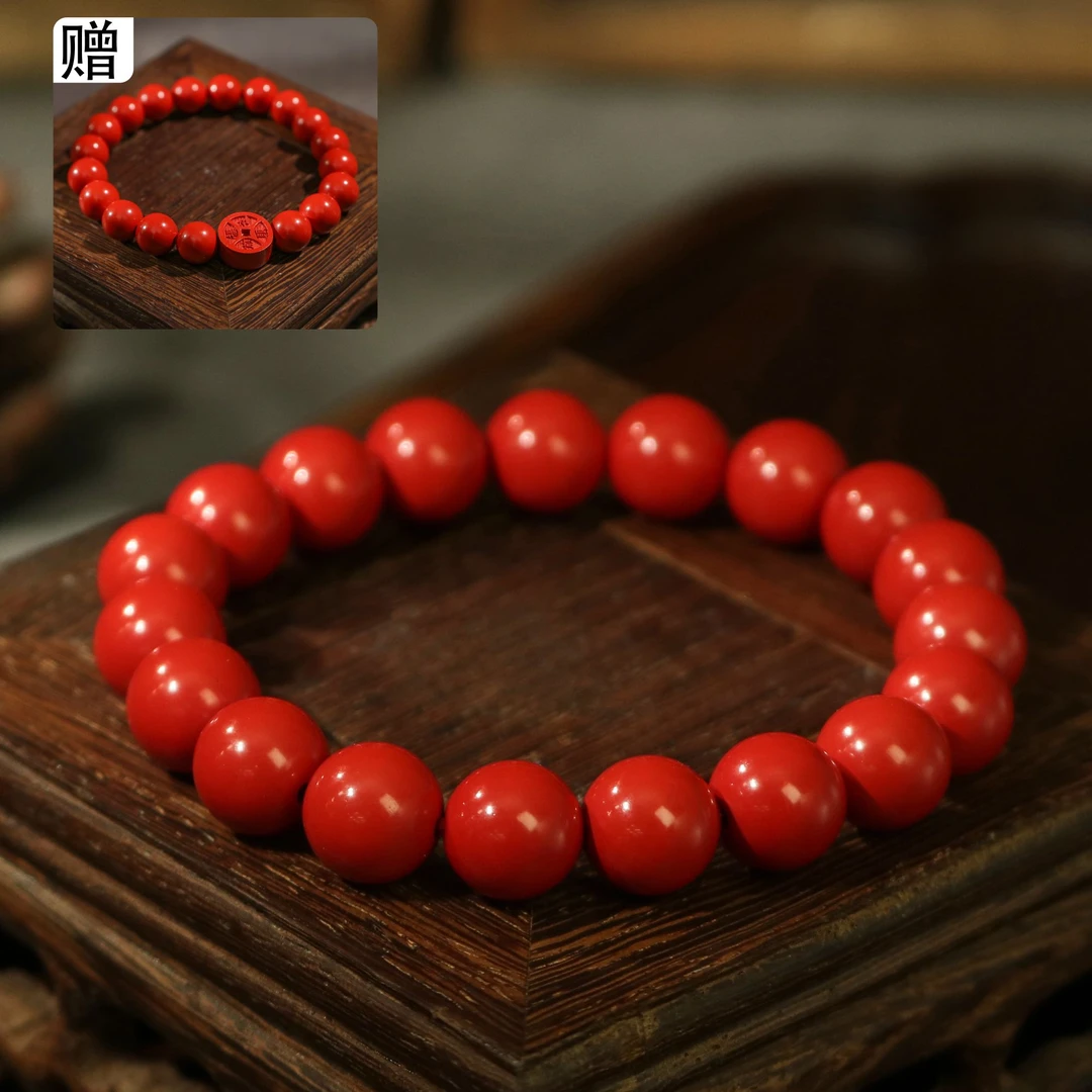 含辰砂工艺品凰一品 古法手工云端朱砂手串10mm/送8mm宝宝款手串